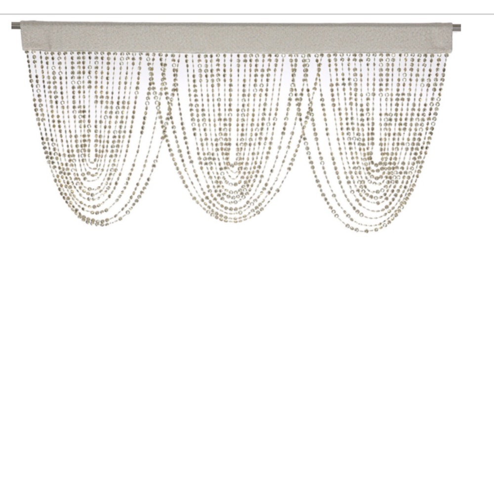 NEW Beaded Valance Swag "Luna" Gold Diamonds 42" x 20" | Taupe Fabric Top